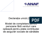 Model DU Persoana Fara Venituri Care Opteaza Pentru Plata CASS