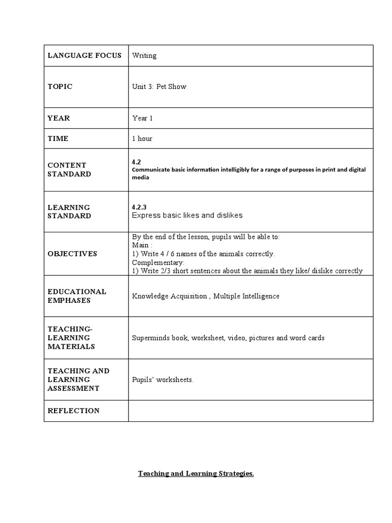 Year 1 Animal Likes Dislikes PDF Applied Psychology Pedagogy