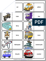 Means of Transport Vocabulary Esl Printable Dominoes Game For Kids