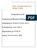University of Engineering and Technology, Taxila: Assignment No 02