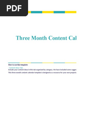 Three-Month Content Calendar Template