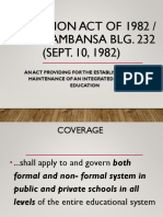 Education Act of 1982 / Batas Pambansa Blg. 232 (SEPT. 10, 1982)