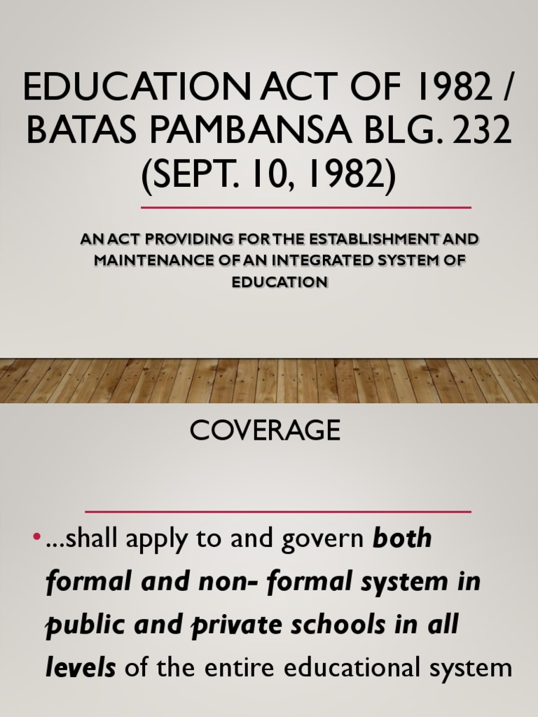 Education Act of 1982 Overview | PDF | Employment | Tuition Payments
