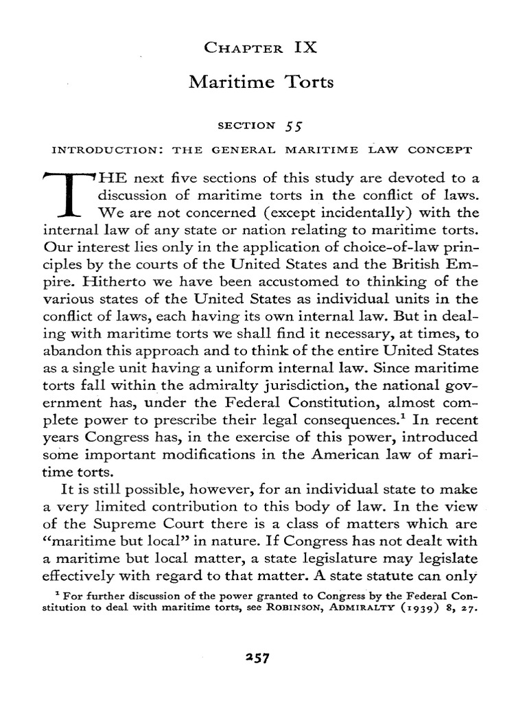 Maritime Torts Section Introduction The General Maritime Law Concept