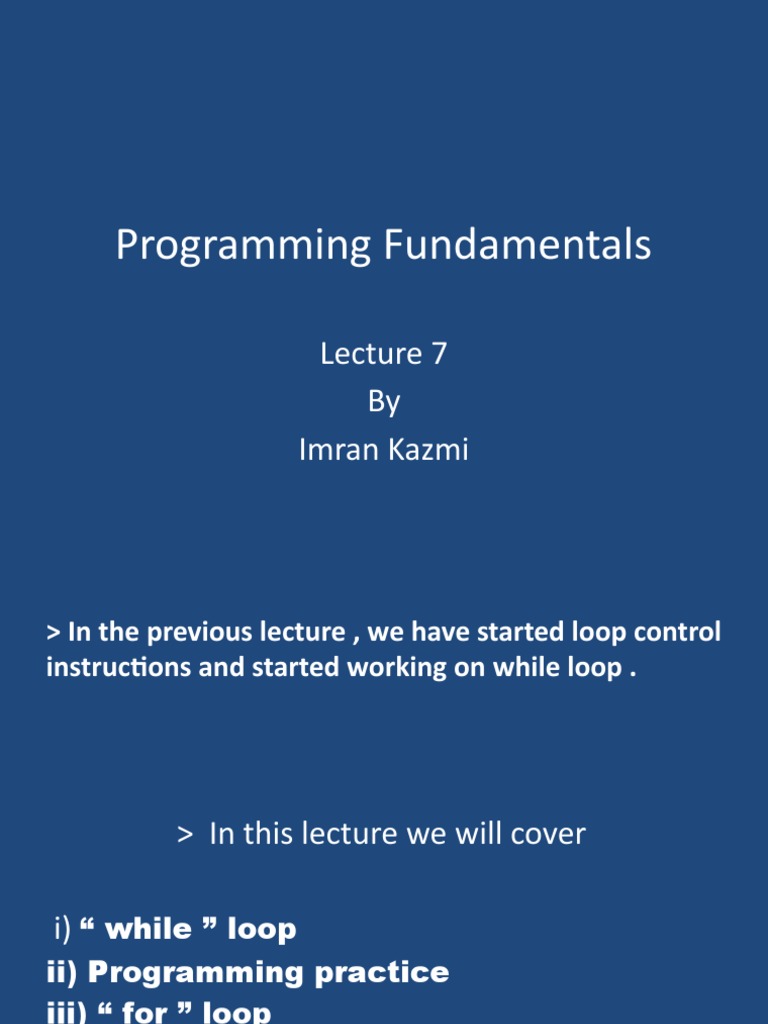 Programming Fundamentals: by Imran Kazmi | PDF | Control Flow ...