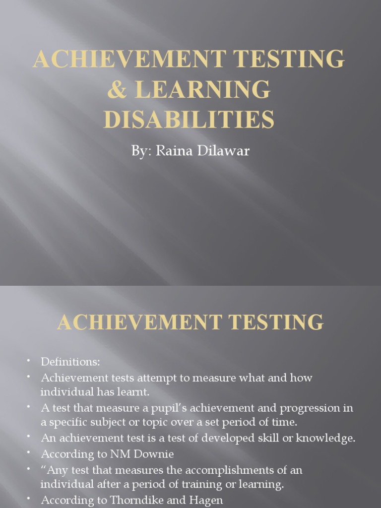 Presentation of Achievement & Learning Disabilities Test | PDF ...