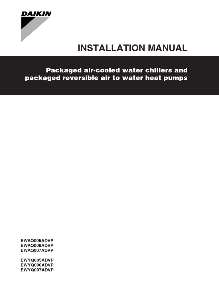 Installation Manual Daikin EWAQ ADVP Bueno Tech Eng | PDF | Thermostat |  Switch