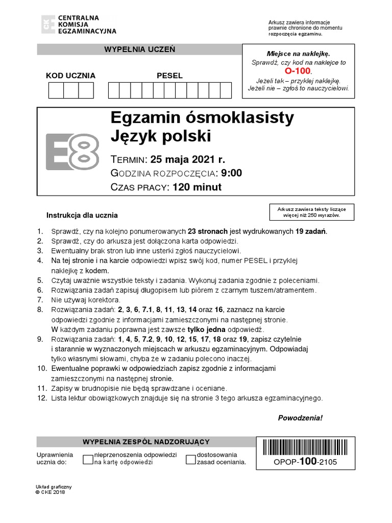 Test Gwo Klasa 8 Język Polski