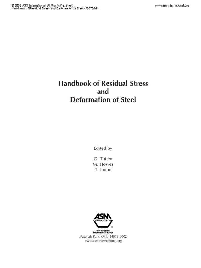 Handbook of Residual Stress | PDF | Heat Treating | Stress (Mechanics)