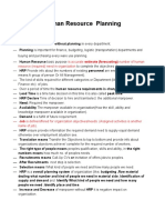 Human Resource Planning (HRP) Notes