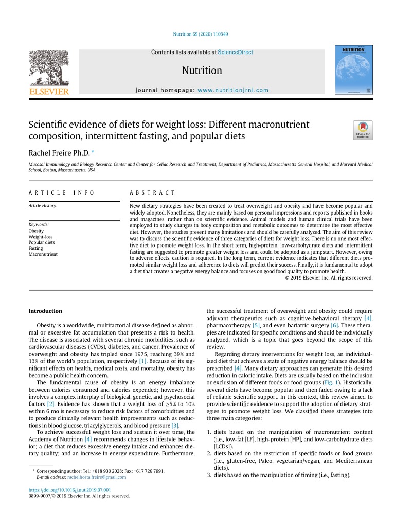 Scientific Evidence of Diets For Weight Loss Different Macronutrient ...