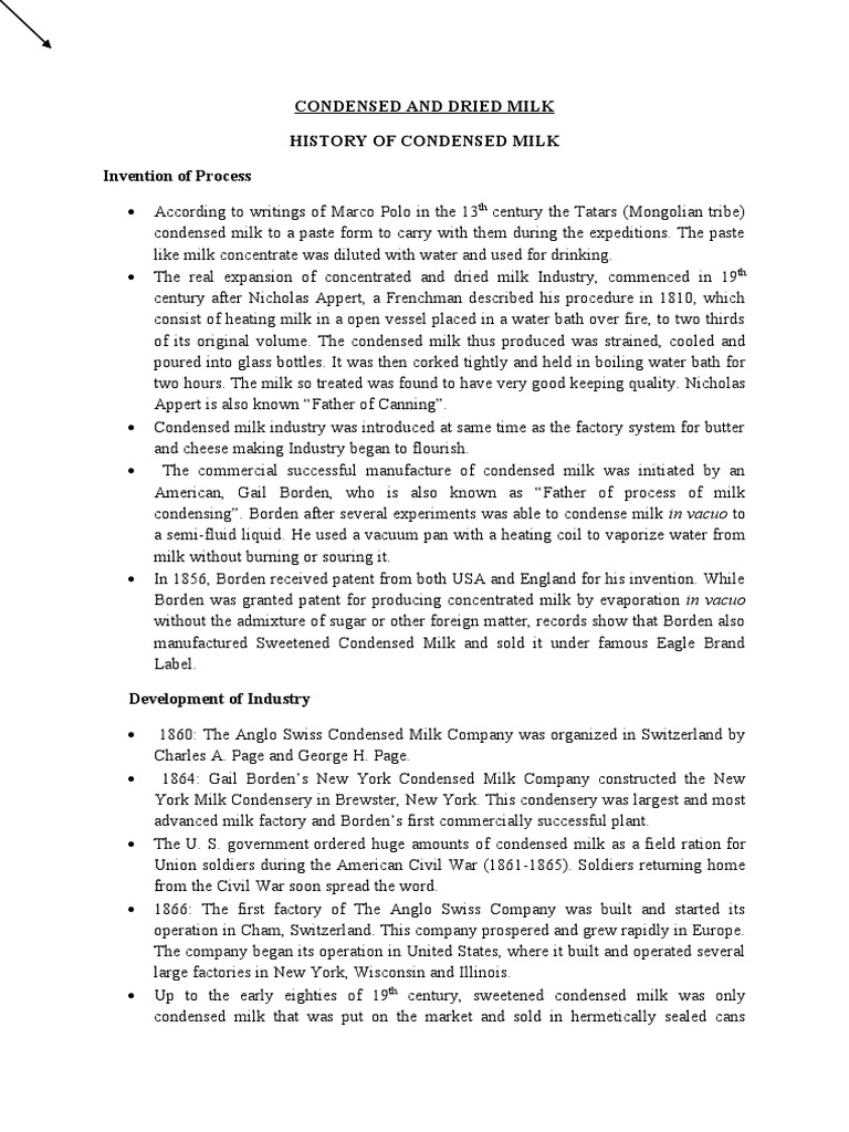 CONDENSED AND DRIED MILK Notes PDF Vacuum Heat Exchanger