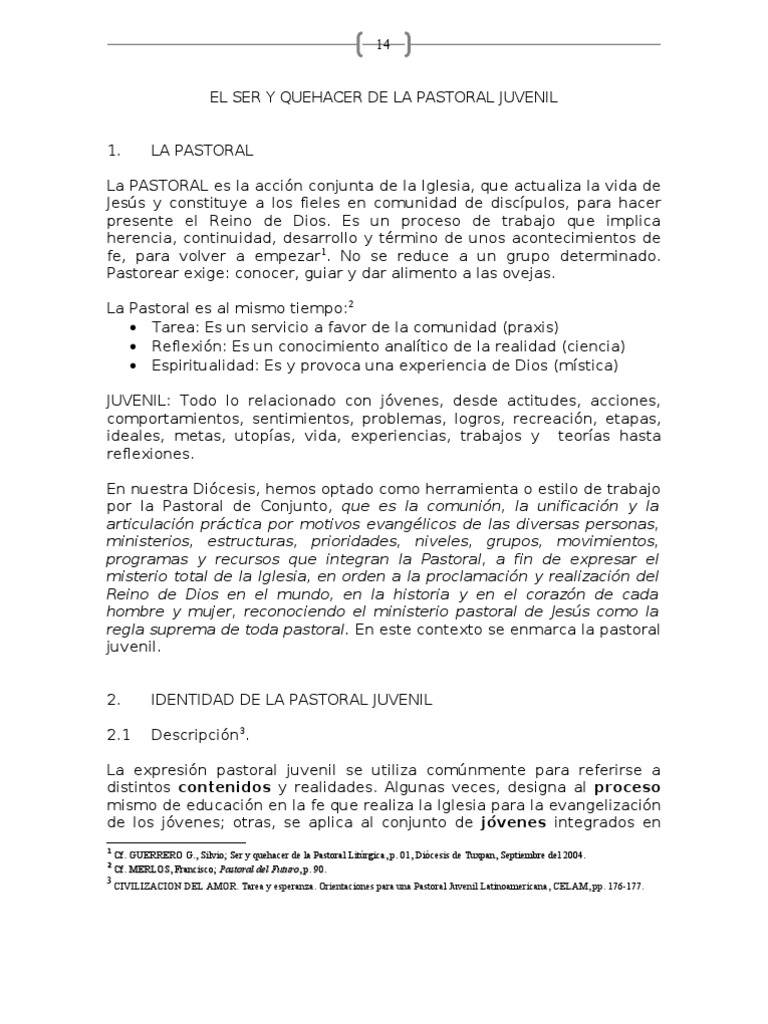 Ser y quehacer en la Pastoral Juvenil | PDF | Oración | Misa (liturgia)