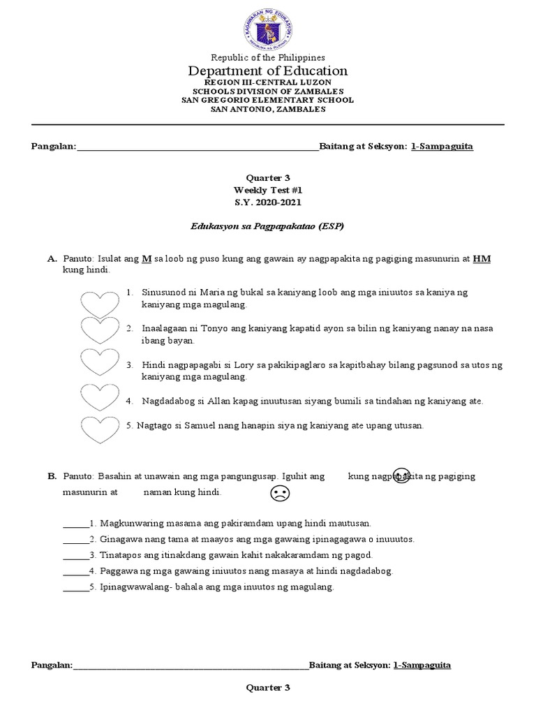 Q3 Week 1 Summative Test | PDF