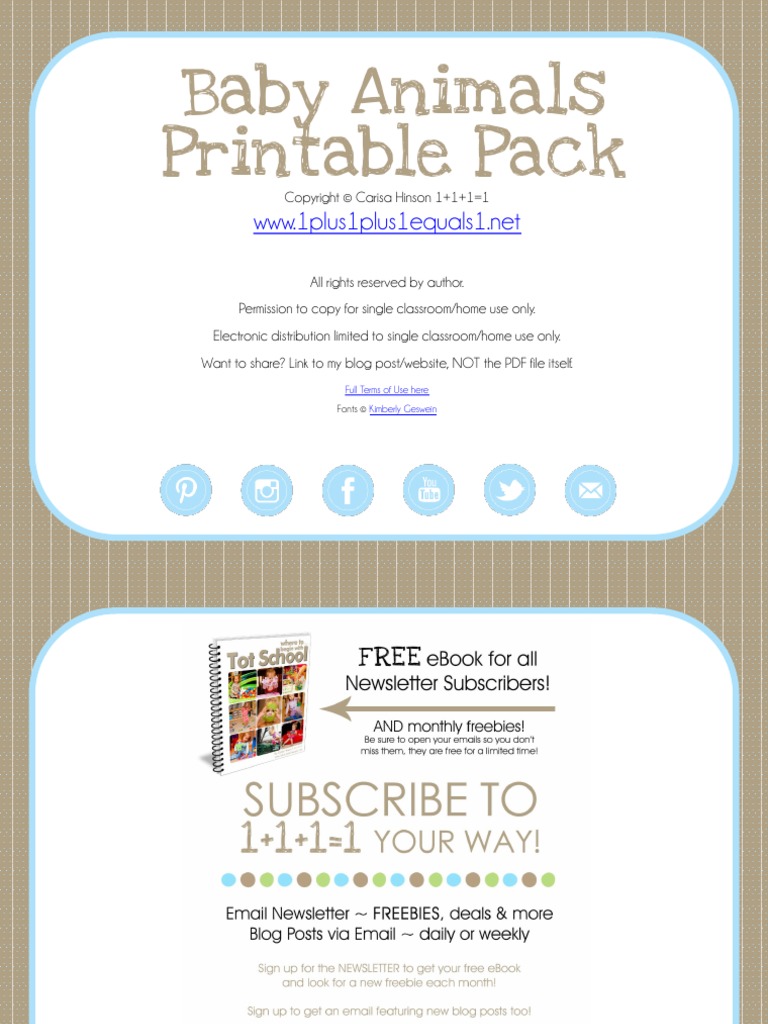 Baby Animals Early Childhood Printables | PDF