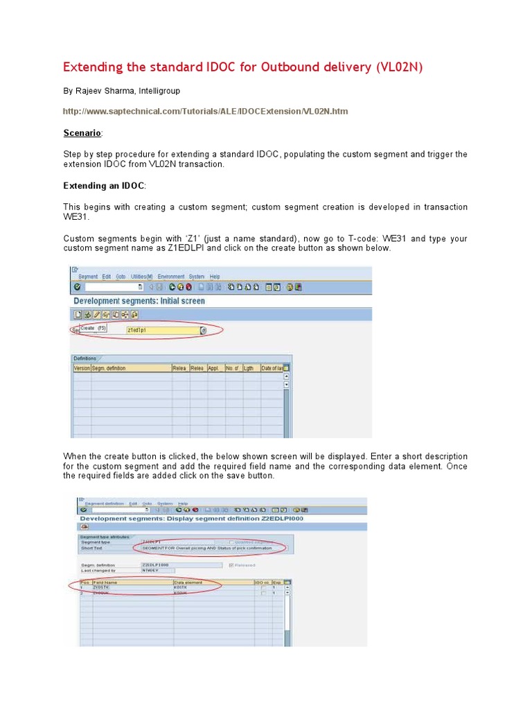 Extending The Standard IDOC For Outbound Delivery | PDF | Electronic ...