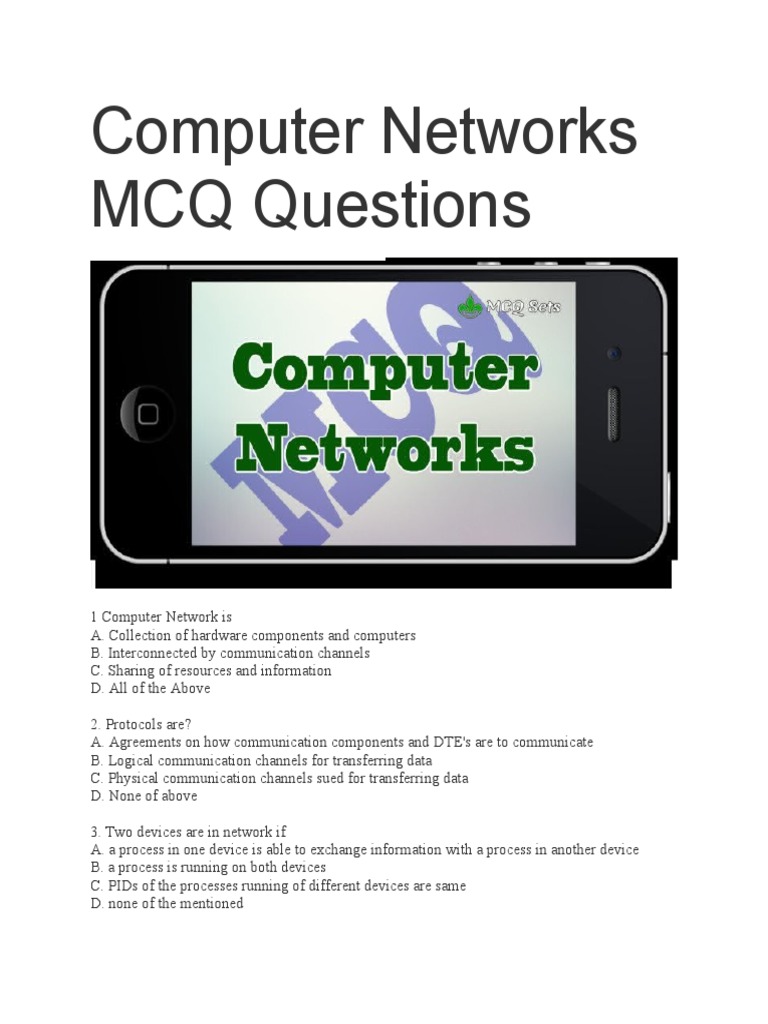 Computer Networks MCQ Questions PDF Protocol Suite