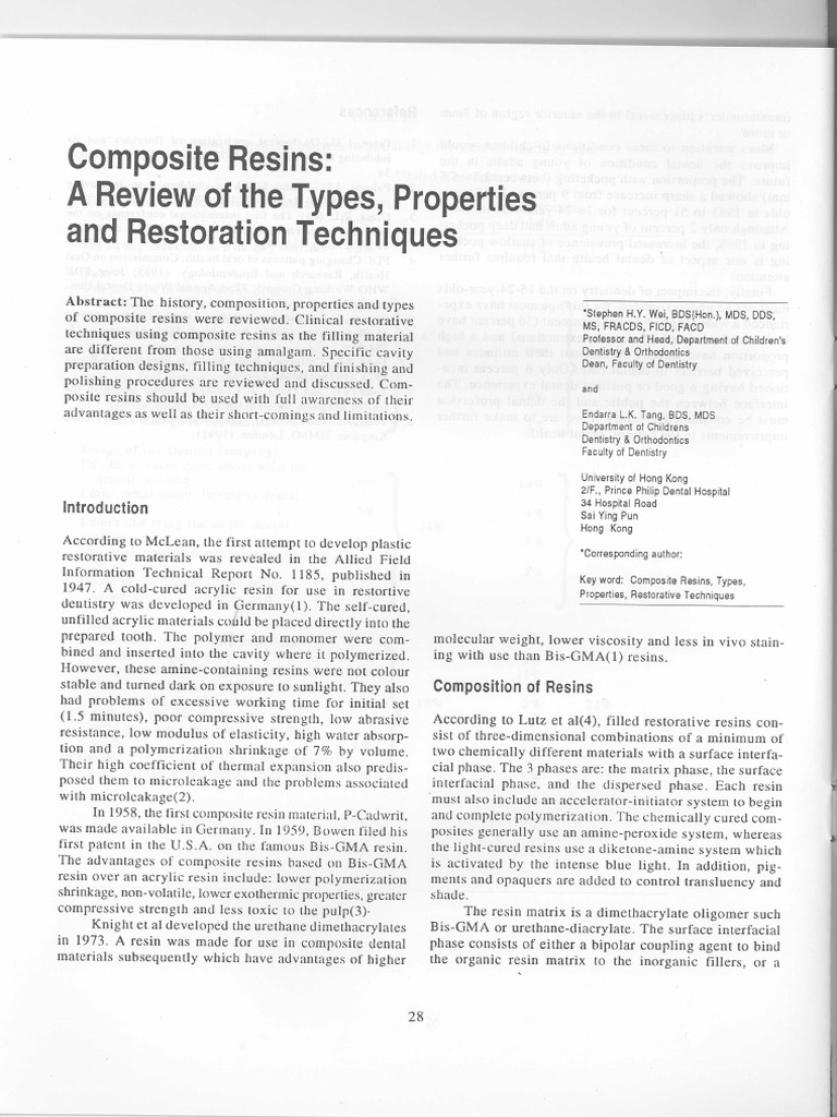 Types and Techniques of Composite Resins | PDF | Dental Composite ...