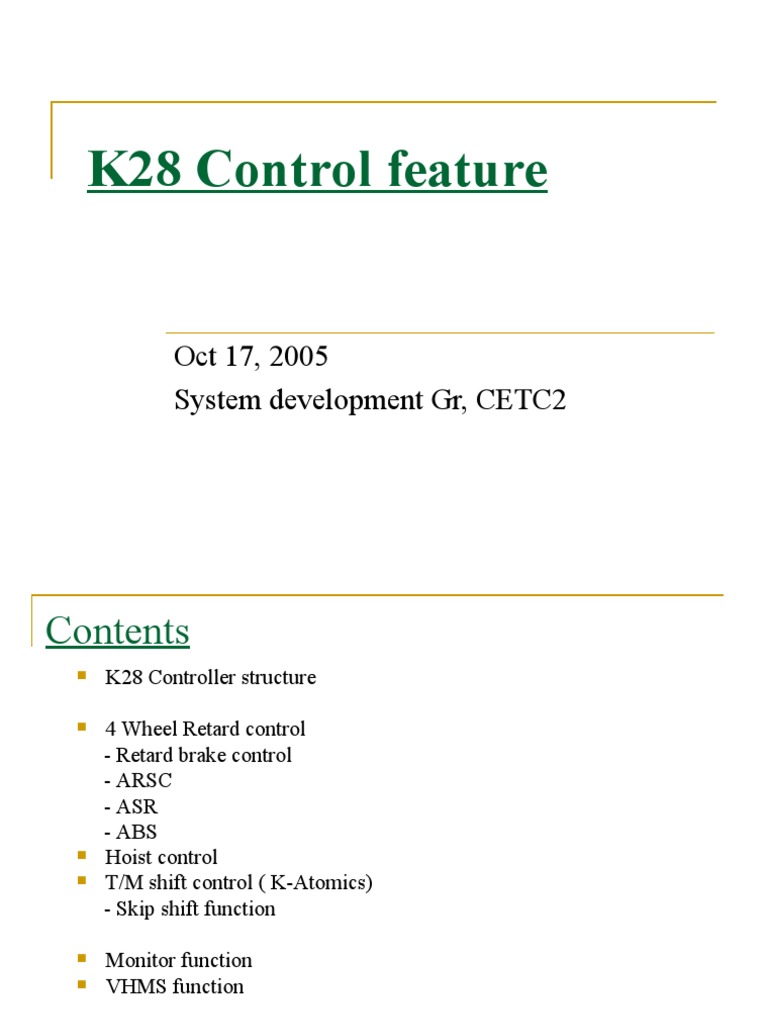 K28 Control System Overview | PDF | Anti Lock Braking System | Motor ...