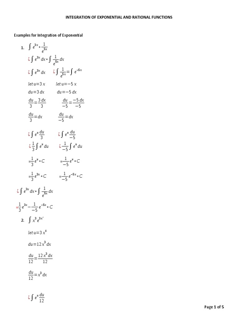 Integral of Exponential and Rational Functions | PDF | Analysis ...