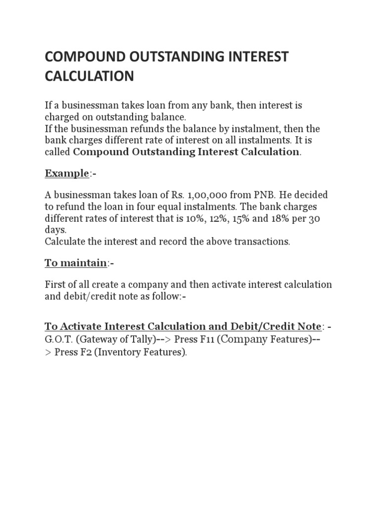 Compound Interest Calculation in Tally | PDF | Debits And Credits | Voucher