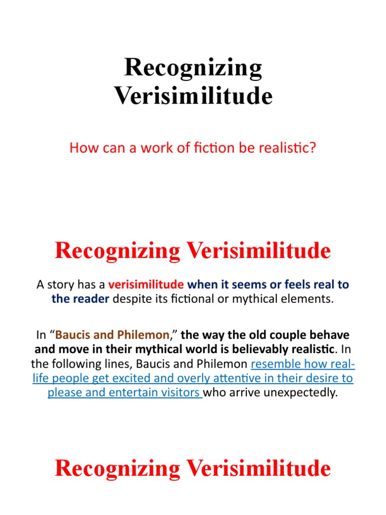 Understanding Verisimilitude in Fiction | PDF | Stress (Linguistics ...