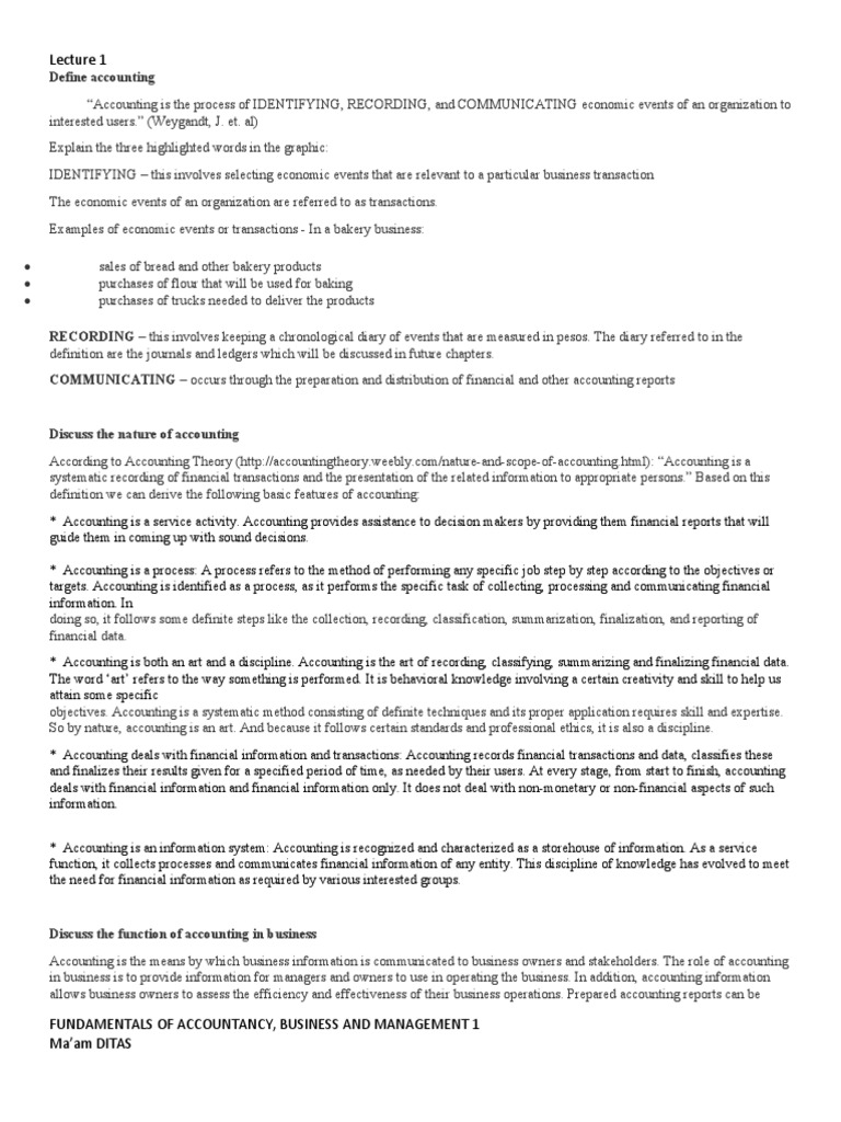 ACCOUNTING 1 Week 1 Lecture | PDF | Accounting | Business Economics