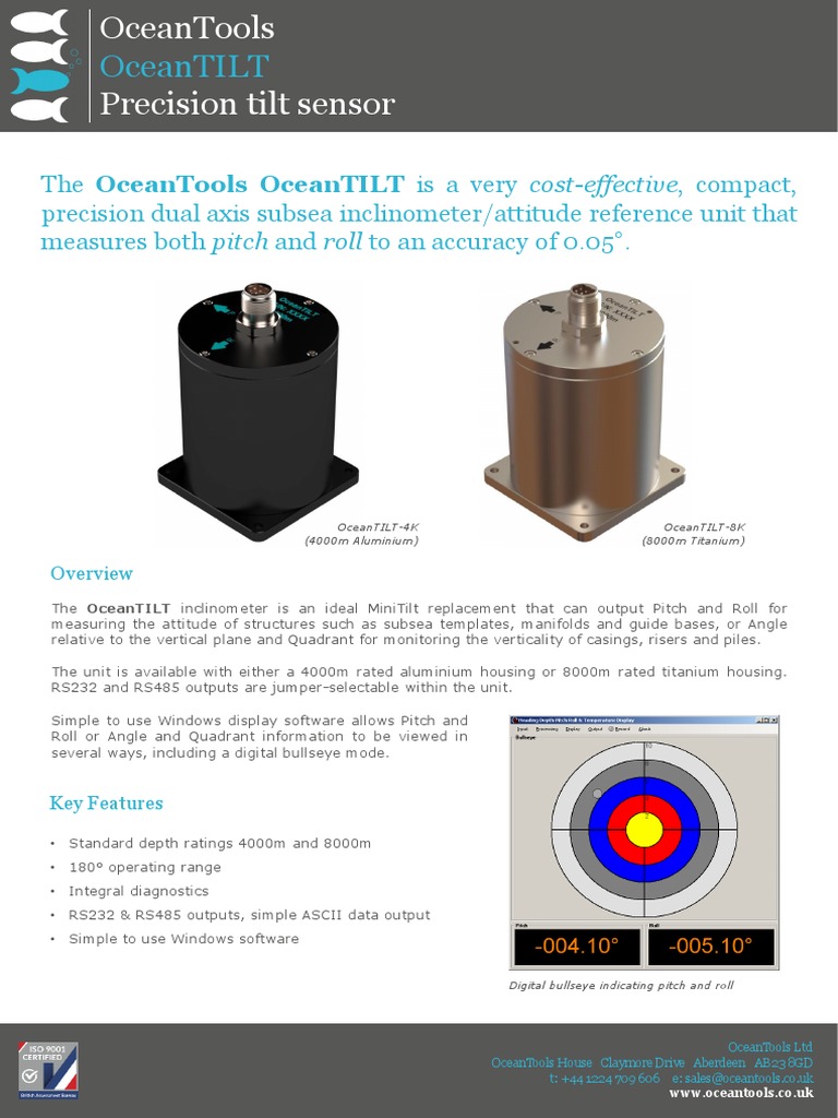 OceanTILT Tilt Sensor PDF Sensor Manufactured Goods