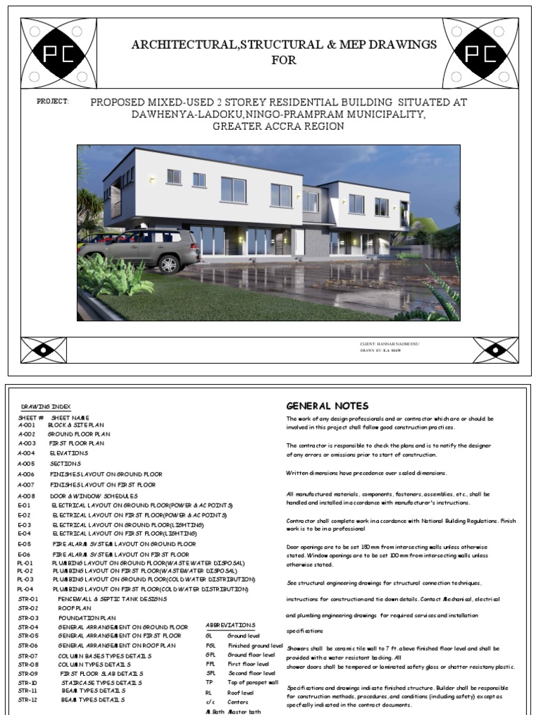 MEP & Structural Drawings for Residential Building | PDF | Concrete ...