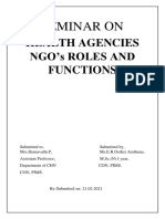 Health Agencies NGOs Roles and Functions