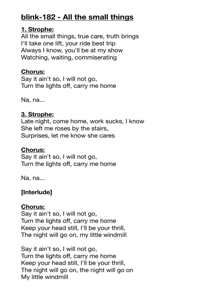 All The Small Things - LYR | PDF | Poetry
