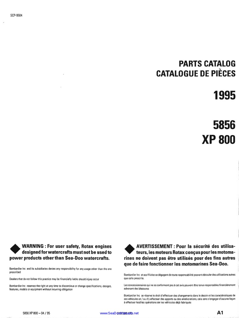 1995 SeaDoo XP 800 Parts Catalog PDF