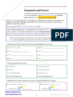 Exponents and Powers: Sample Worksheet From