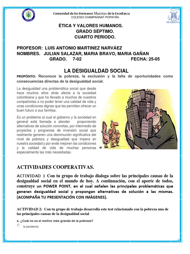Causas y Consecuencias de la Desigualdad Social | PDF | Pobreza ...