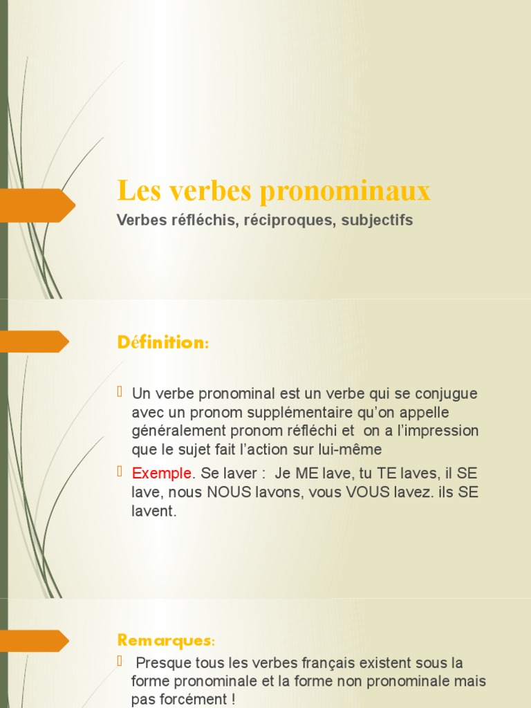 Comprendre les verbes pronominaux | PDF | Verbe | Mécanique du langage