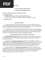 4 Quarter Modular Learning Guide 1 Expected Time Completion: 20 Hours Topic # 3: Opportunity Seeking, Screening, and Seizing A. Learning Outcome