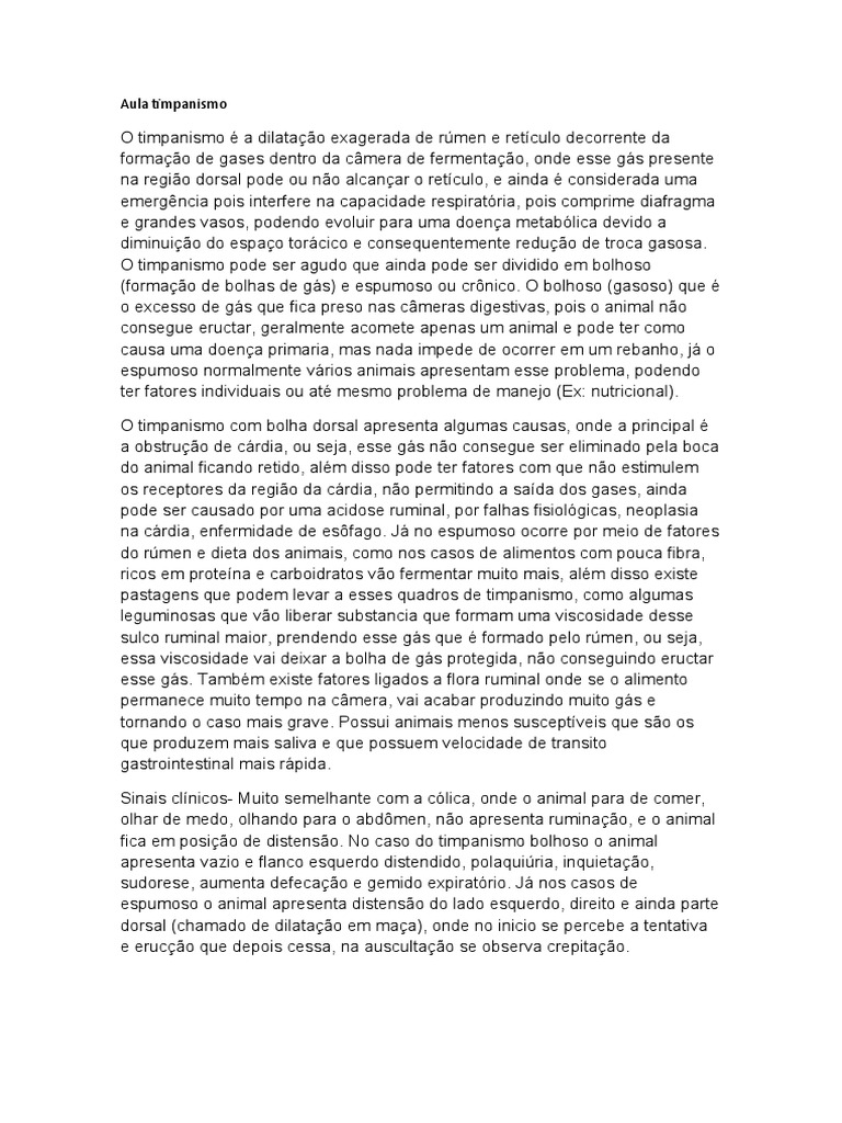 Aula Timpanismo PDF Gases Biologia