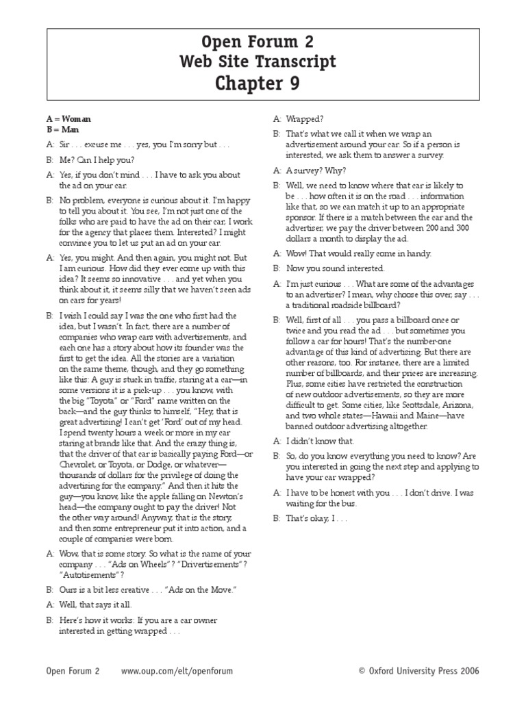 Advertisement Audioscript | PDF | Billboard | Advertising