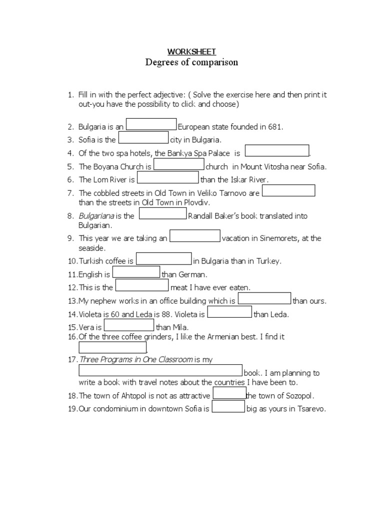 DEGREES OF COMPARISON 100 SENTENCES WORKSHEET PDF visual data 5