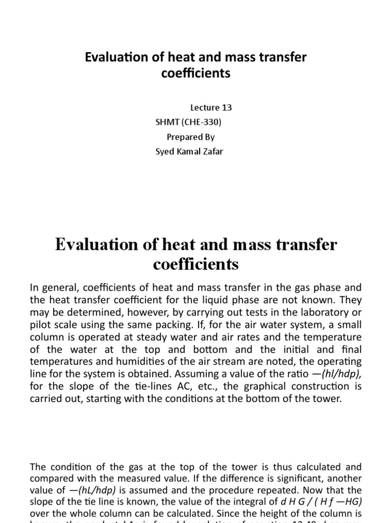 Heat and Mass Transfer Coefficients Analysis | PDF | Heat | Heat Transfer