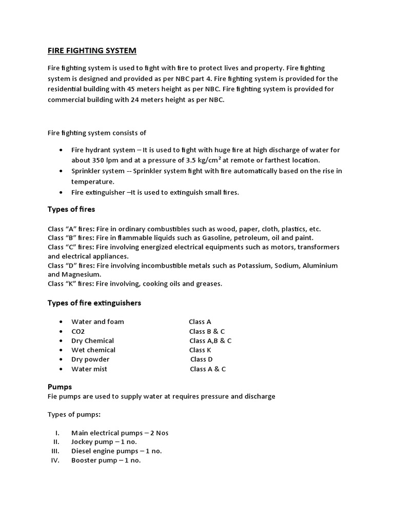 Fire Fighting System | PDF | Fire Sprinkler System | Firefighting