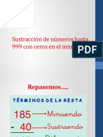 Sustraccion de Numeros Hasta 999 Con Ceros en El Minuendo