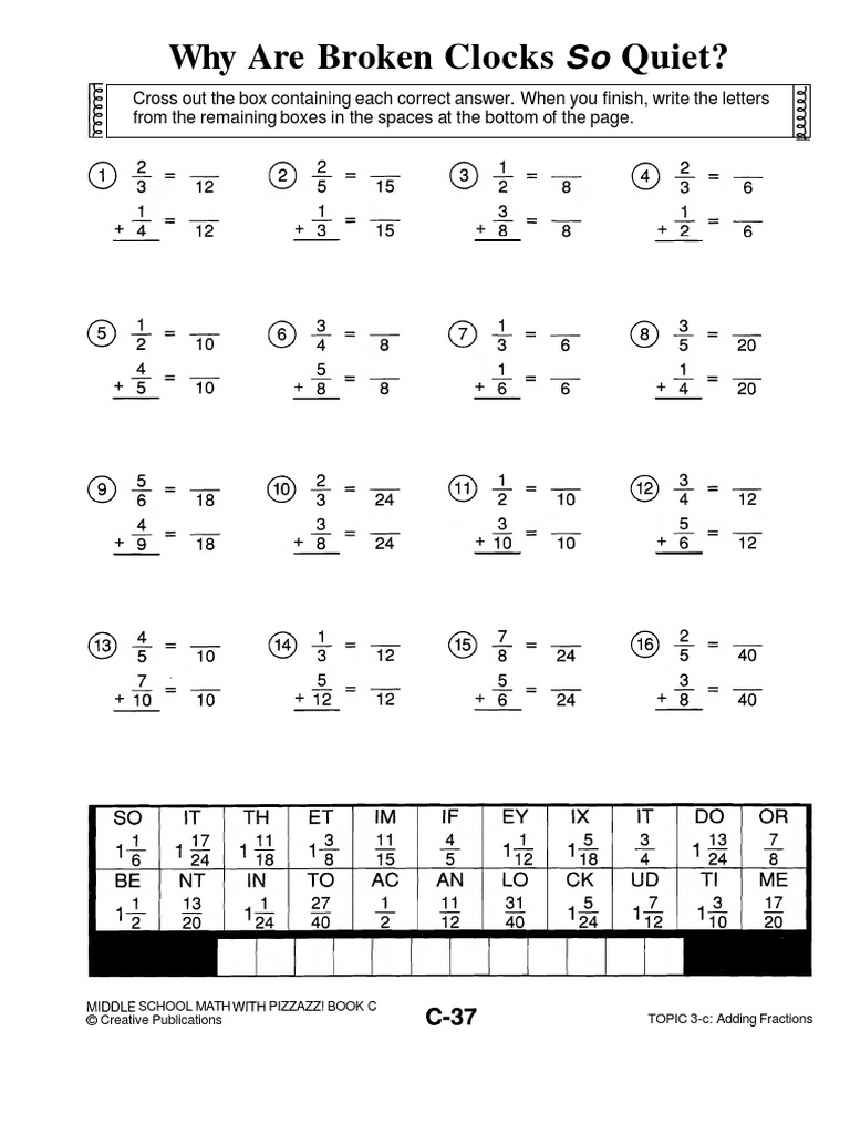 Broken Clocks in Math Pizzazz C | PDF