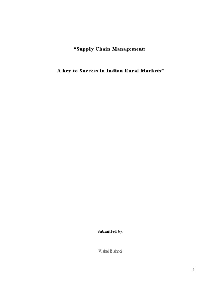 Rural Supply Chain Management in India | PDF | Supply Chain | Inventory