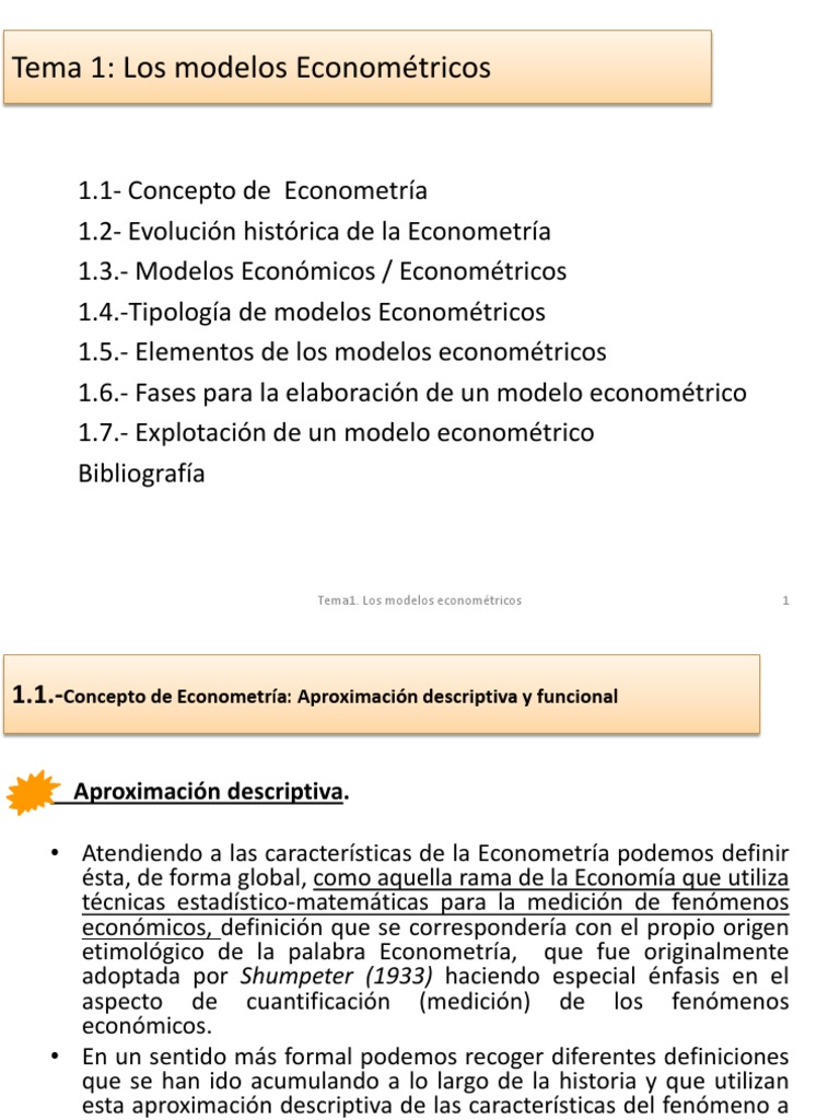 Tema1. Los Modelos Econométricos | PDF | Econometría | Estadísticas