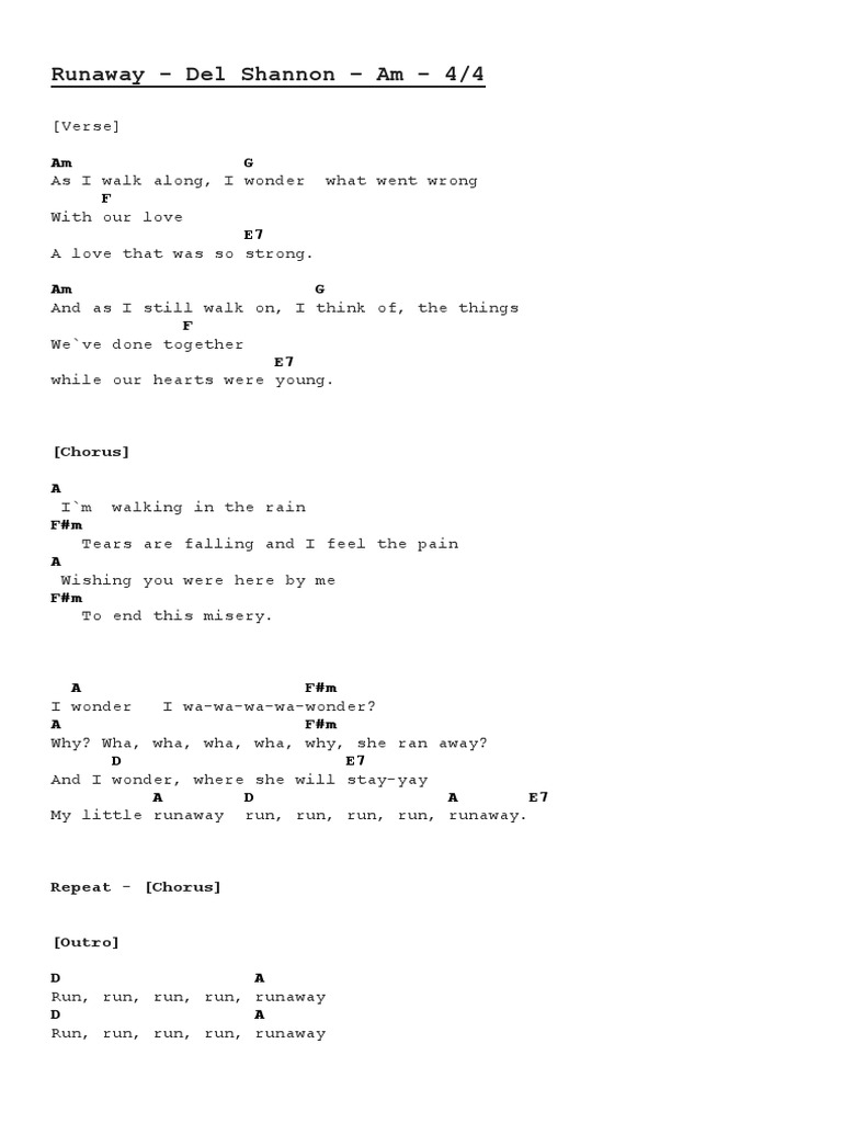 Runaway - Song Chords | PDF