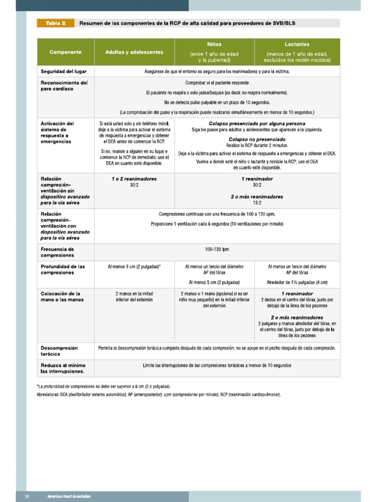 Componentes de la RCP de alta calidad