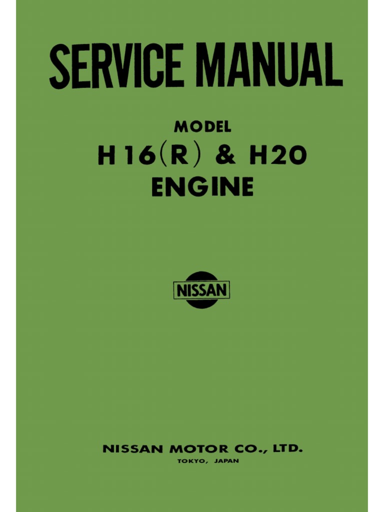 Nissan - Service Manual - Model H16 (R) & H20 Engine - Pub