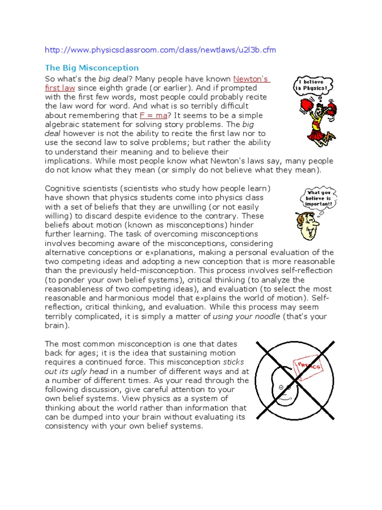 The Big Misconception Forces Physics Pdf Friction Force