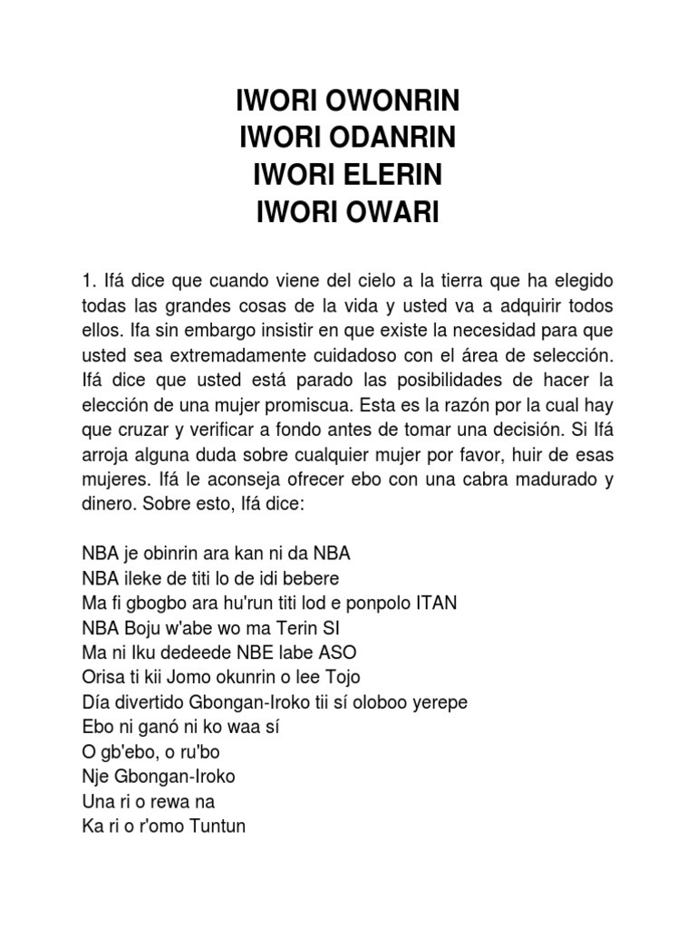 Iwori PDF | PDF | Religión étnica | Santeria